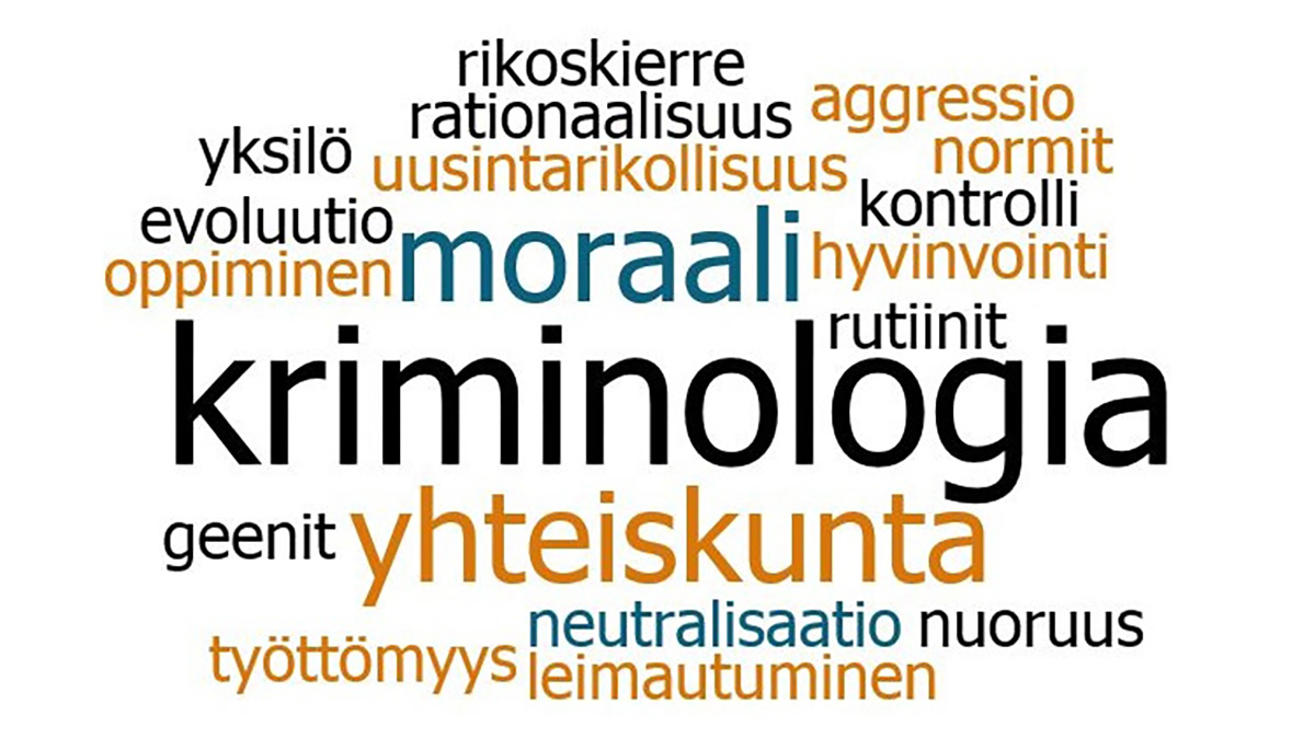 Sanapilvi kriminologian sanoista.